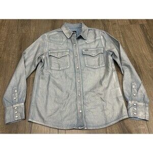 Lee Denim Shirt Womens XS Blue Western Snap Button Long Sleeve NEW
